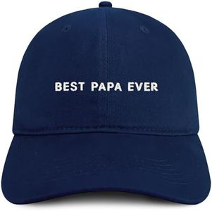 Trendy Apparel Shop Best Papa Ever One Line Embroidered Soft Crown 100% Brushed Cotton Cap - Navy