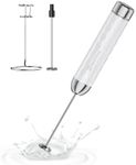Maestri House Handheld Milk Frother， Eectric Whisk with Stepless Speed ​​Control, Rechargeable Blender with Stainless Steel Whisk and Stand, Drink Mixer for Matcha, Latte, LunaFro 2.0(White)