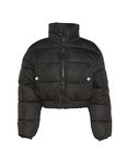 Gihuo Women' s Cropped Quilted Puffer Jacket Outerwear Coats, 01black, Medium