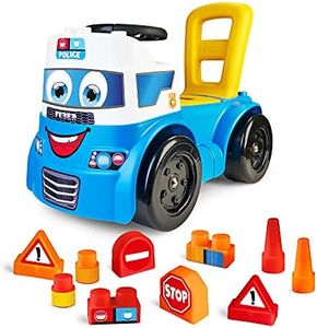 Feber - Primipassi Motofeber Polizia 3 in 1, Spingi e vai, primi passi e gioco con I blocchi, per imparare forme e colori, per bambini/e dai 18 mesi, 800013222