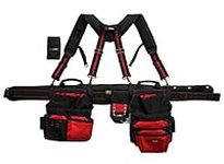 MELOTOUGH Pro Framer Combo System-Magnetic Tool Pouch Build Heavy Duty Carpenter Tool Belt and Multi Function Tool Belt Suspenders（red)