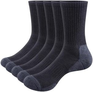 YUEDGE Mens Moisture Wicking Cushioned Crew Socks Thick Thermal Warm Work Socks For Men Size 10-13 Black