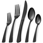 APEO 20 Piece Matte Black Silverware Set for 4, Stainless Steel Flatware Set for Kitchen, Square Handle Cutlery Set, Tableware Set Include Knife Fork Spoon, Dishwasher Safe