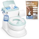 Real Feel Potty with Wipes Storage, Transition Seat & Disposable Liners - Realistic Toilet - Easy to Clean & Assemble - Jool Baby (Aqua)