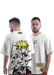 CRAZYMONK Unisex Minato The Yellow Flash Anime Oversized Oversized Fit T-Shirt- White, L