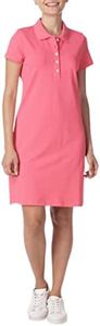 Nautica Women's Easy Classic Short Sleeve Stretch Cotton Polo Dress, Rouge Pink, Large