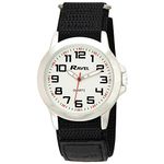 Ravel - Men's Modern Workwear Watch with Easy-Fasten Strap - Silver Tone/Silver Dial/Black Strap