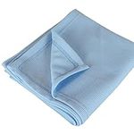 Interweave Healthcare Blue Hospital Thermal Throw Blanket, No Fluff Transfer, Flame Retardant & Comfortable, Lightweight Yet Warm