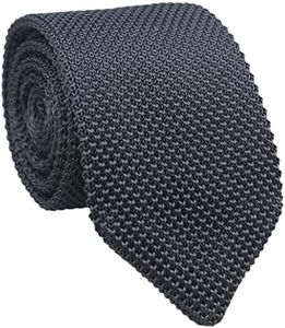 Men's Skinny Knit Tie Vintage Solid Color Casual Formal Designer Necktie 2.75" - Grey - One Size