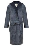 John Christian Men's Hooded Fleece Robe Navy Marl (L)
