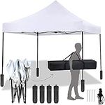 FDW Pop Up Canopy 10x10 Pop Up Canopy Tent Party Tent Ez Up Canopy Sun Shade Wedding Instant Folding Protable Better Air Circulation Outdoor Gazebo with Backpack Bag（White）