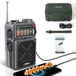 Portable Shortwave Radio - Emgykit 4000mAh AM/FM/WB/SW Shortwave Radio with Bluetooth Speaker, Flashlight, Sleep Timer, SOS Alarm, and White Noise, Suitable for Camping, Emergency