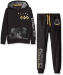 Batman Core Gotham City PD Youth Boys Zip Hoodie and Jogger Pants-Large Black