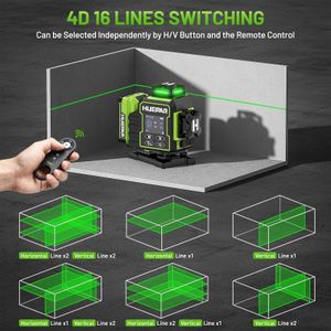 Huepar 4D Laser Level – Green Beam, 360° Self-Leveling Tool