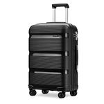 Kono Large Suitcase Hard Shell Travel Trolley 4 Spinner Wheels Lightweight Polypropylene Check in Luggage with TSA Lock (Black,76cm/100L)