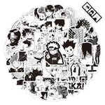 ANCIARY Vinyl Stickers for Laptop, Mobile Phones, Computer, Bicycle, Bike, Luggage, Scrapbook, Guitar |Waterproof Stickers|Anime BW (Pack of 50)