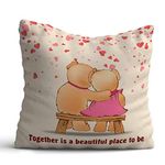 Giftcart Love Cushion Cover in Together is a Beautiful Place to Be for Valentine, 12 X 12 Inches | Gift for Husband | Gift for Girlfriend | Gift for Boyfriend | Gift for Friendship Day | Gift for Her | Gift for Him | Gift for Wife