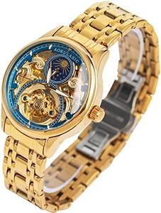 AOKULASIC Fashion Casual Trend Men's Stainless Steel Band Automatic Mechanical Watch Alloy Mechanical Watch, Blue, bracelet
