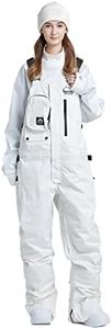 Women and Men's Ski Overalls Waterproof Snow Bibs Ski Pants Windproof Insulated Overalls Pants Outdoor Snowboard Pant White-M