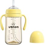 UBMOM Sippy Cup with Straw and Handle, Spillproof Baby and Toddler Cups with Replaceable Straw, BPA-Free PPSU Sippy Cups for Toddlers, 9.47oz (Banana)