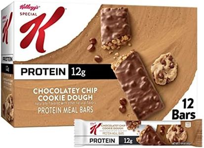 Kellogg's Special K Protein Meal Bars, 12g Protein Snacks, Meal Replacement, Chocolatey Chip Cookie Dough, 19oz Box (12 Bars)