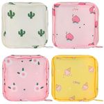 ZYPHONX 4 PCS Sanitary Pad Storage Bag, Period Bag with Zipper, Small Cute Period Pouch for Purse Tampon Pad Holder Portable Period Bag for School, for Female Girls