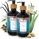 Saavy Naturals Liquid Hand Soap Tahitian Vanilla Plant-Based Ingredients - Made In USA - Sulfate free Organic Moisturizing Hand Soap with Aloe Vera, Shea Butter & Vanilla Extract - 12 Fl Oz, 2 Pack