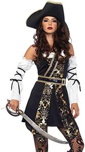 Leg Avenue 85563 - Set di 4 Pezzi da Donna, Costume da Carnevale da Donna, Taglia M, Nero/Oro