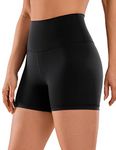 CRZ YOGA Women's Naked Feeling 4'' Gym Shorts - High Waisted Cycling Shorts Yoga Workout Running Spandex Shorts Black 10