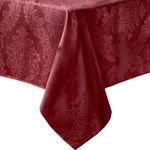 Newbridge Barcelona Luxury Damask Fabric Tablecloth 100% Polyester No Iron Soil Resistant Holiday Tablecloth 60 Inch x 84 Inch Oval Burgundy