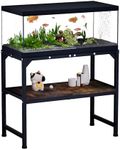 Azaeahom 10-20 Gallon Fish Tank Stand, Metal Aquarium Stand with Adjustable Non-Slip Foot and Wooden Shelf, Reptile Tank Stand Easy to Assemble for Home Office, Firm and Steady(Tank not Included)