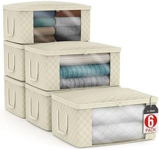 Sorbus Medium Clothes Storage Bags - Foldable Blanket Storage Bins for Organizing Bedroom, Closet, Clothing, Comforter, Organization with Clear Window, Lids and Carry Handles - Set of 10