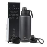 SOLARA Insulated Water Bottle 1000ml, Hot Water Bottle, Thermosteel Water Bottle for Travel, Home, Office, School, Gym, Adults, Water Bottle Hot and Cold, Sipper Bottle, Black Knight