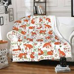 Bomugtee Cute Fox Super Soft Throw Blanket for Bed Couch Sofa Lightweight Travelling Camping Throw for Kids Adult 50"x 60"