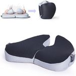 Foldable Travel Car Seat Cushion,Collapsible Memory Foam Ergonomic Coccyx Cushion for Tailbone Pain,Sciatica & Hemorrhoid,Portable Seat Pads for Airplane Seats,gaming,Desk Chair & Wheelchair (Black)