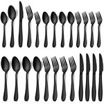 LIANYU 20-Piece Black Flatware Set for 4, Stainless Steel Silverware Cutlery Set, Tableware Eating Utensils Include Forks Knives Spoons, Mirror Finish, Dishwasher Safe