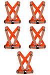 SAFEYURA Reflective vest Night Reflector for Running walking Biking, High visibility Reflector Safety Jacket- Pack of 5 color Orange