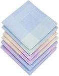 HOULIFE Ladies 100% 60S Cotton Handkerchiefs Womens Soft Checkered Pattern Hankies for Wedding Party 6/12 Pieces 17x17/43x43cm