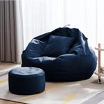 KAM'S LIEU 4XL CushionSeat Ready to Use Bean Bag Chair | Big Size EPP Beans Filled for Living Room/Bedroom/Gaming/Lounge/Comfortable Seating for Adults or Kids (NavyBlue)