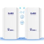 KuWFi 2.4G Point to Point WiFi Bridge Outdoor, 300Mpbs Outdoor Wireless Bridge CPE with 12dBi High Gain Antenna,Ethernet Bridge 1KM Long Range WiFi Coverage For Starlink Router,24V PoE