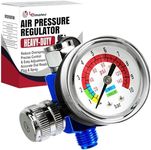 LE LEMATEC Air Compressor Regulator Valve with Pressure Gauge, for Precise Control in Air/Pneumatic Tool Applications, Spray Painting, Tire Inflation and More, ¼ NPT, 0-150 PSI (AR-01)