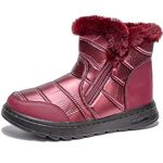 NUTTOPL Women Womens Boots Snow Boots Winter Warm Cotton Boots Fur Lined Ankle High-Top Outdoor Travel Non-Slip Warm Size 3-7 Red 6 UK