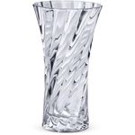 Royal Imports Flower Rose Vase Crystal-Look Glass, Clear Modern Decorative Centerpiece Large Opening, Wedding Table Bouquet, Living Room Gift - Swirl Design