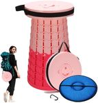 Spisces 19.7” Heavy Duty Collapsible Stool with Cushion - Portable, Foldable Camping Stool for Adults, Max Capacity 1000lbs (Pink)