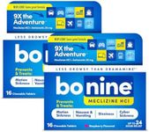 Bonine Non-Drowsy Motion Sickness Relief - 32 Chewable Tablets with Meclizine HCL 25mg - Non Drowsy Medicine for Nausea or Motion Sickness - Cruise Essentials - Raspberry Flavor