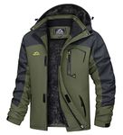 TACVASEN Ski Jacket Mens Black Winter Jacket Cotton Fleece Warm Jacket Skiing Waterproof Mountain Snow Parka Army Green