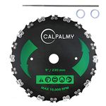 CALPALMY 9" x 20T Chainsaw Tooth Brush Blade Kit– 1 Blades, 1 3/16'' Round Files and 2 Washers | for Cutter, Trimmer, Weed Eater | Made from Carbon Steel, Cuts Like Butter