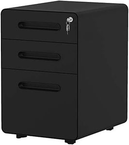 YITAHOME 3-Drawer Rolling File Cabinet, Metal Mobile File Cabinet with Lock, Filing Cabinet Under Desk fits Legal/A4 Size for Home/Office, Fully Assembled-Black