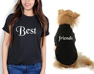 The Tee Shop Pet & Parent Matching Pair-up Cool Funny Quote Printed T-Shirt for Dog Cat Owners | Best Friends (Human - S, Pet - L)