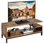 Yaheetech TV Stand, Industrial Style TV Table with Open Storage Shelf and Steel Frame for Living Room, Entertainment Room, Hallway, Rustic Brown, 106 x 39.5 x 40cm